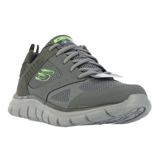 Charcoal - Front - Skechers Mens Track Syntac Leather Trainers