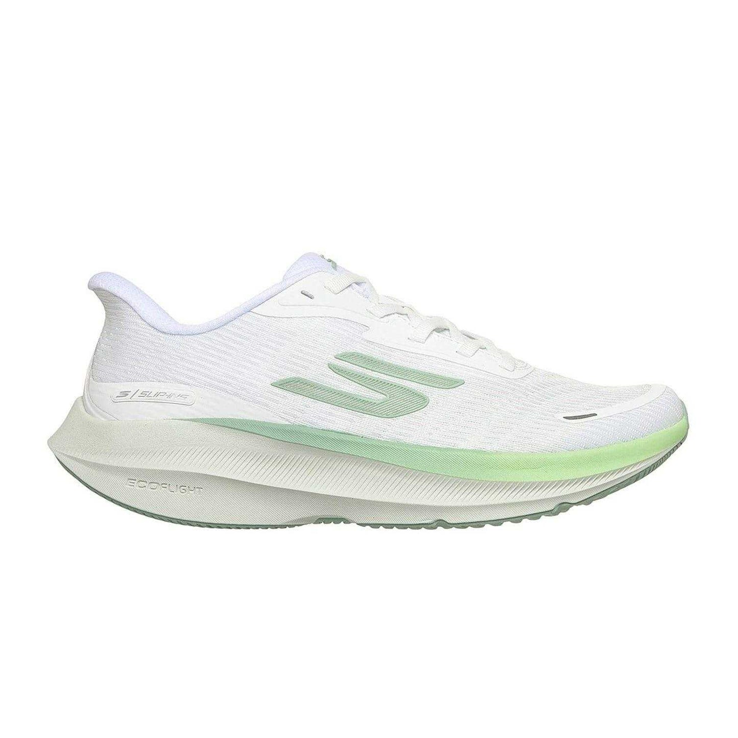White-Green - Side - Skechers Womens-Ladies Aero Pulse Low Cut Trainers