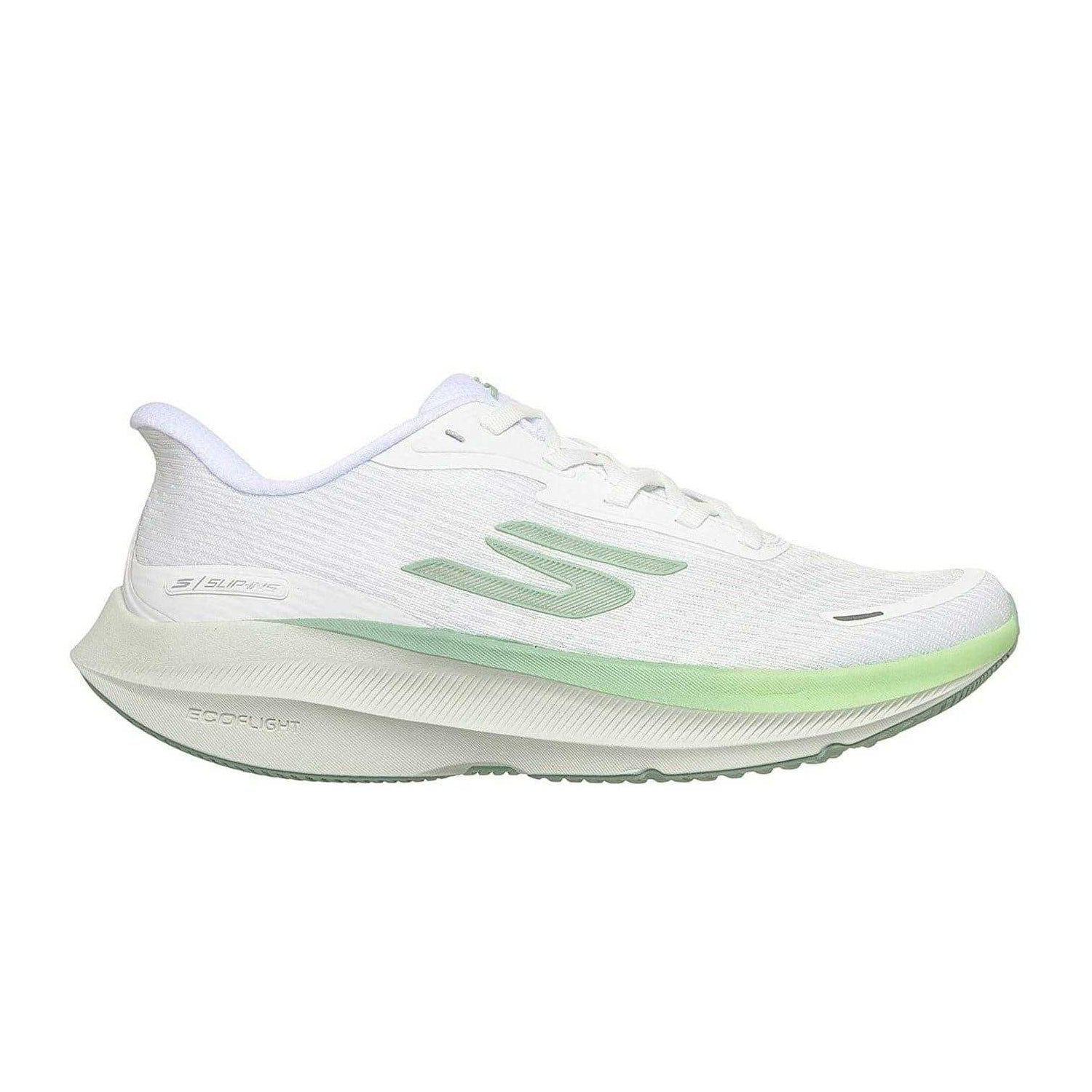 White-Green - Side - Skechers Womens-Ladies Aero Pulse Low Cut Trainers