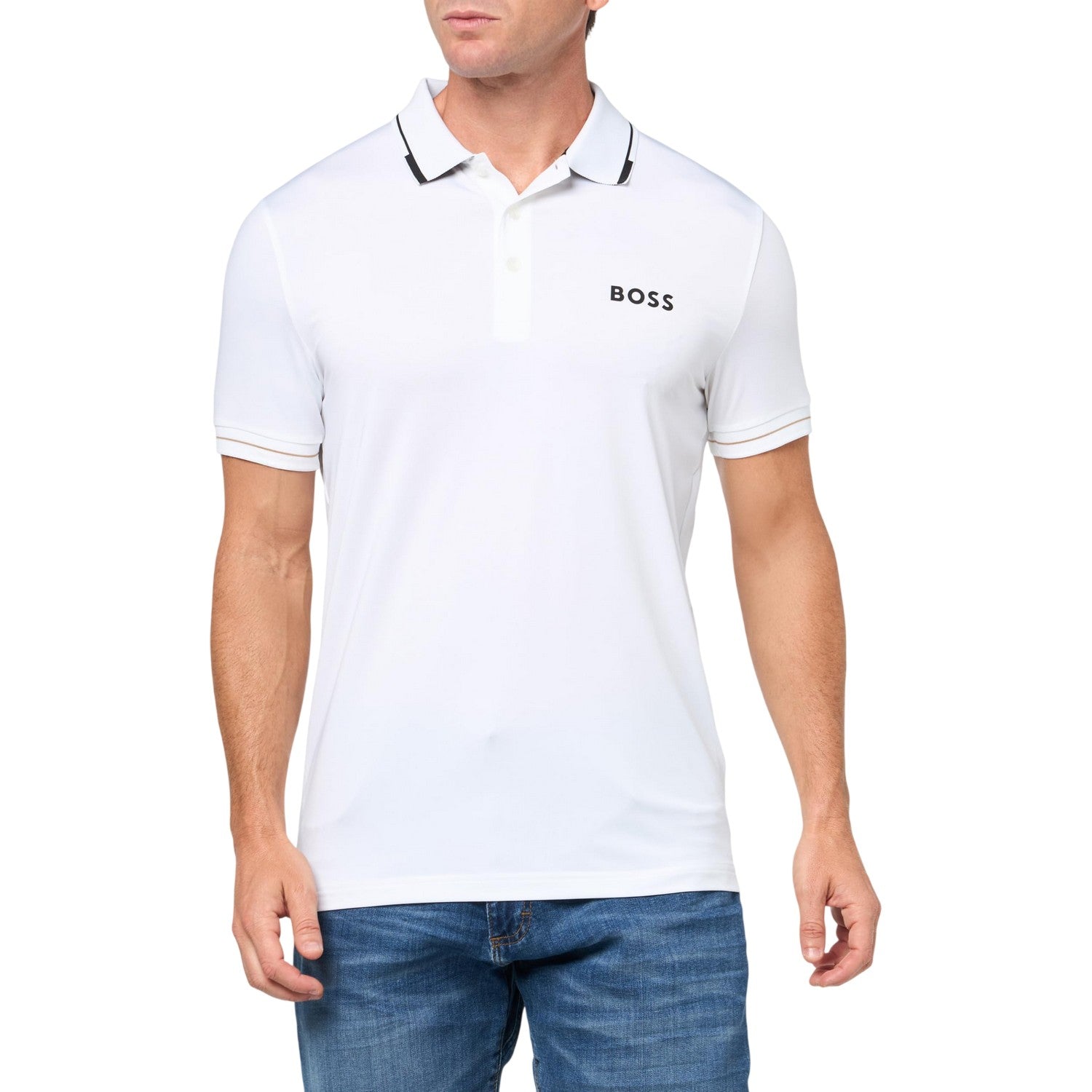 Natural White - Side - Boss Mens Paul Regular Polo Shirt