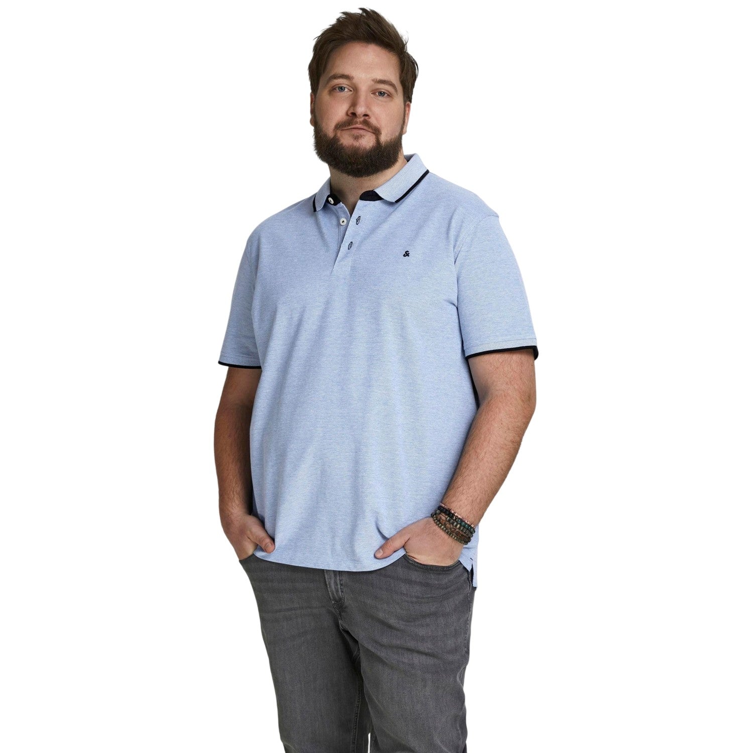Bright Cobalt - Side - Jack And Jones Mens Paulos Pique Plus Polo Shirt
