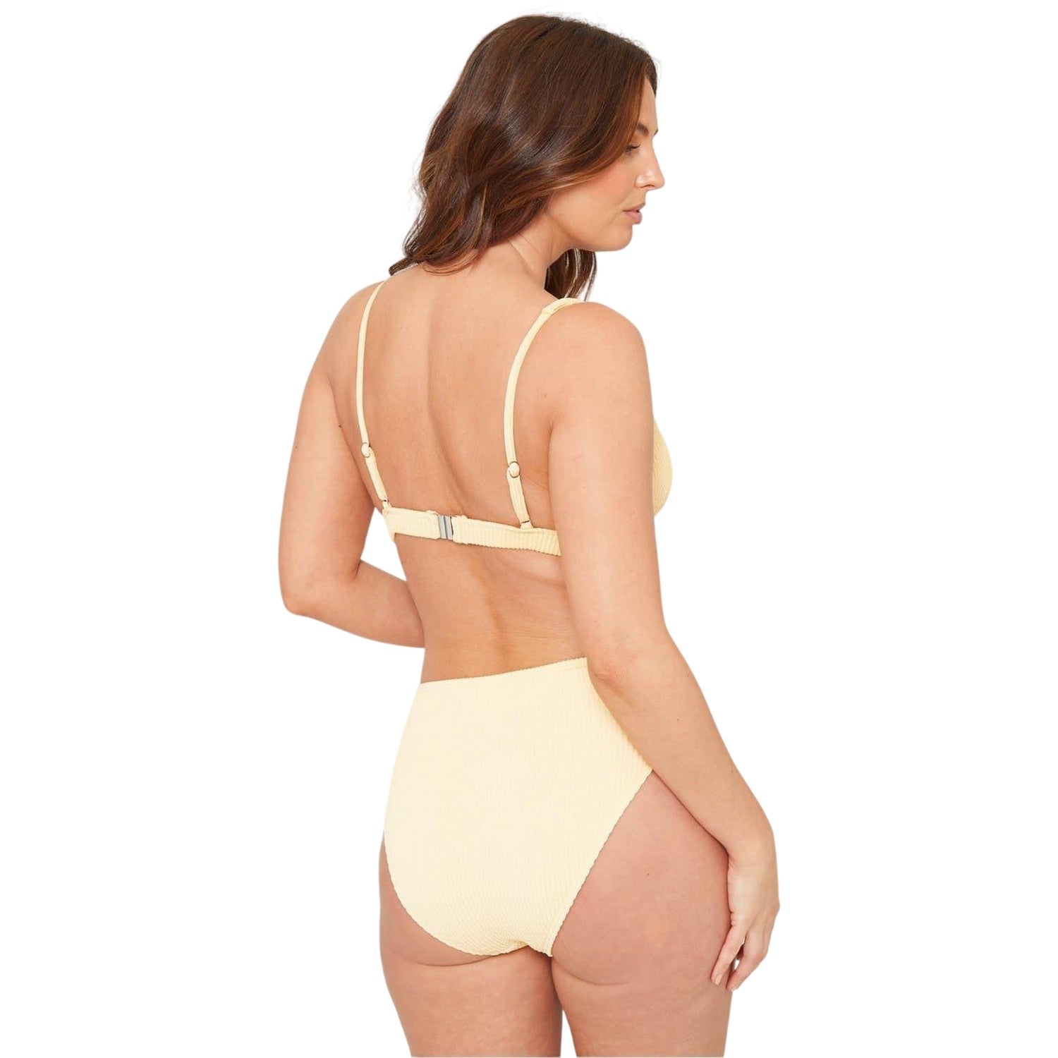 Lemon - Back - Be You Womens-Ladies Textured High Waist Bikini Bottoms