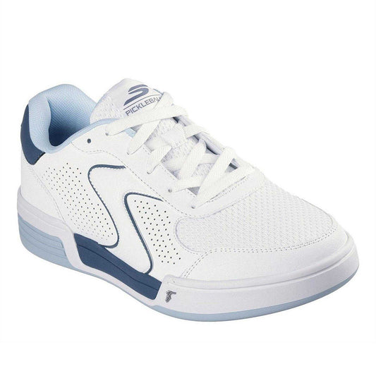 White-Blue - Front - Skechers Mens Padel Leather Court Trainers