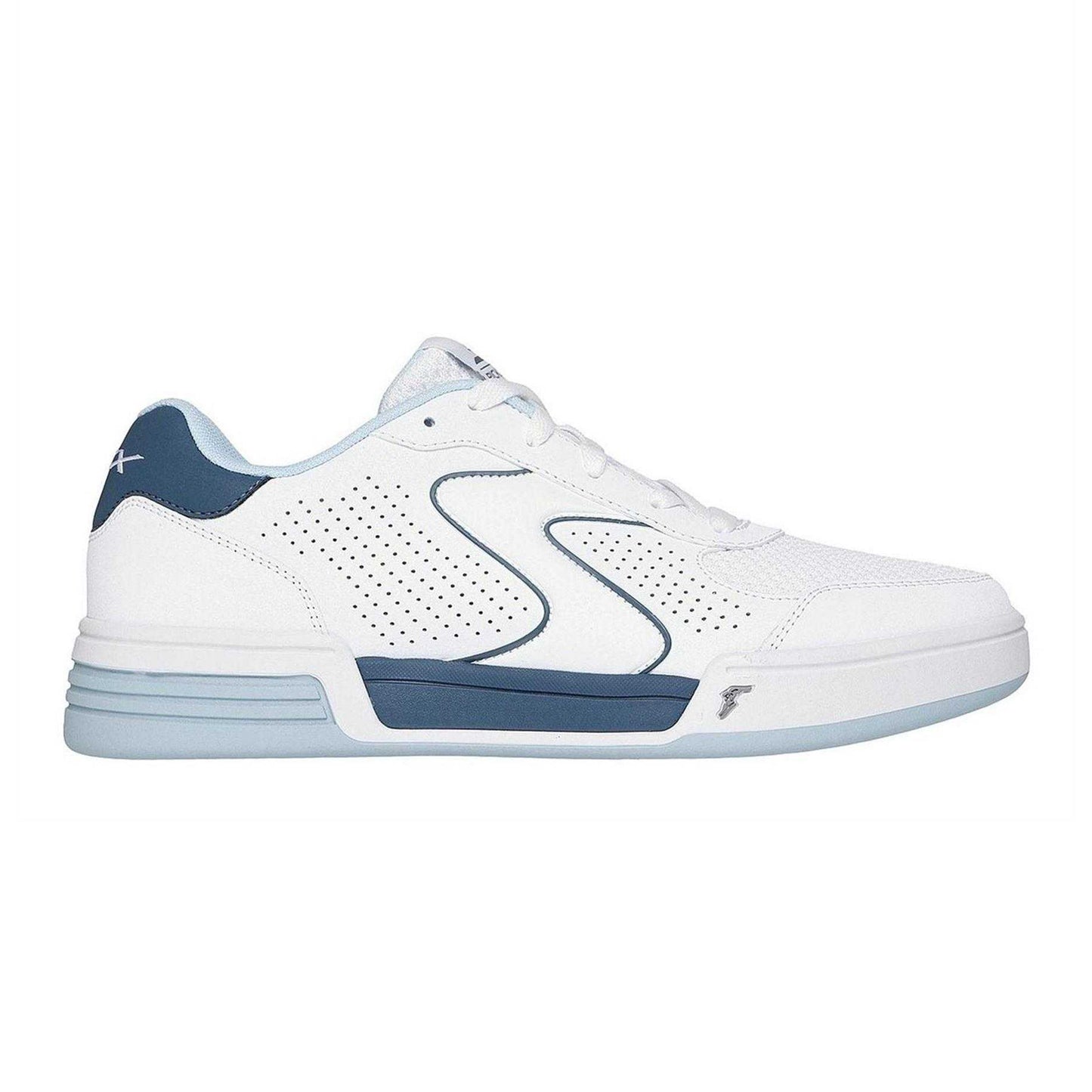 White-Blue - Side - Skechers Mens Padel Leather Court Trainers