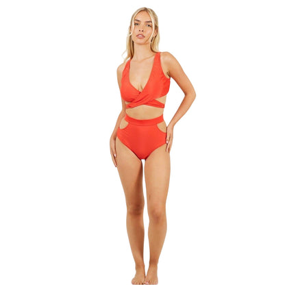 Red - Side - Brave Soul Womens-Ladies Around Tie Back Bikini Bottoms