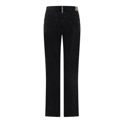 Black - Back - Replay Womens-Ladies Cotton Denim Double Button Straight Jeans