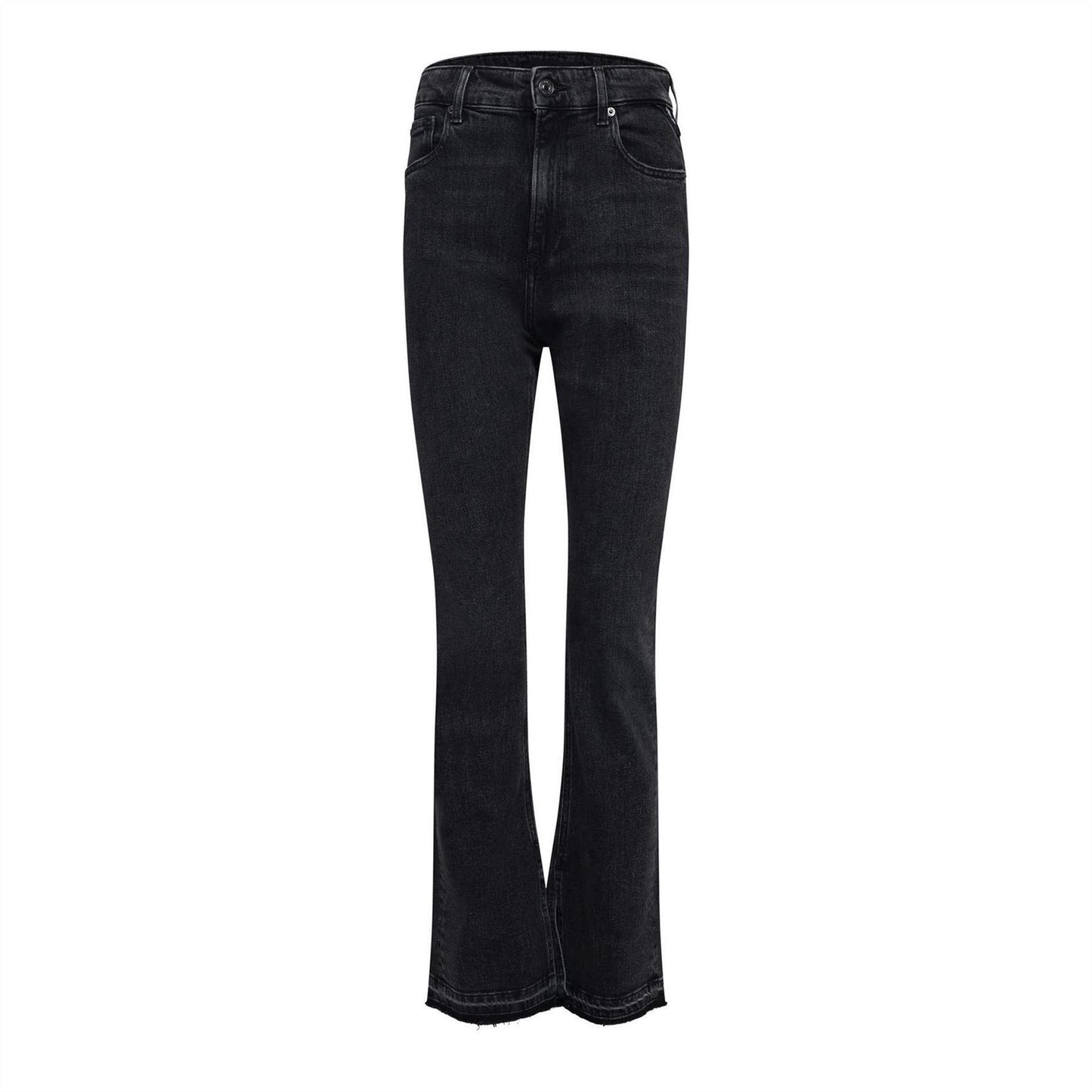 Grey - Front - Replay Womens-Ladies Cotton Fitted Jeans
