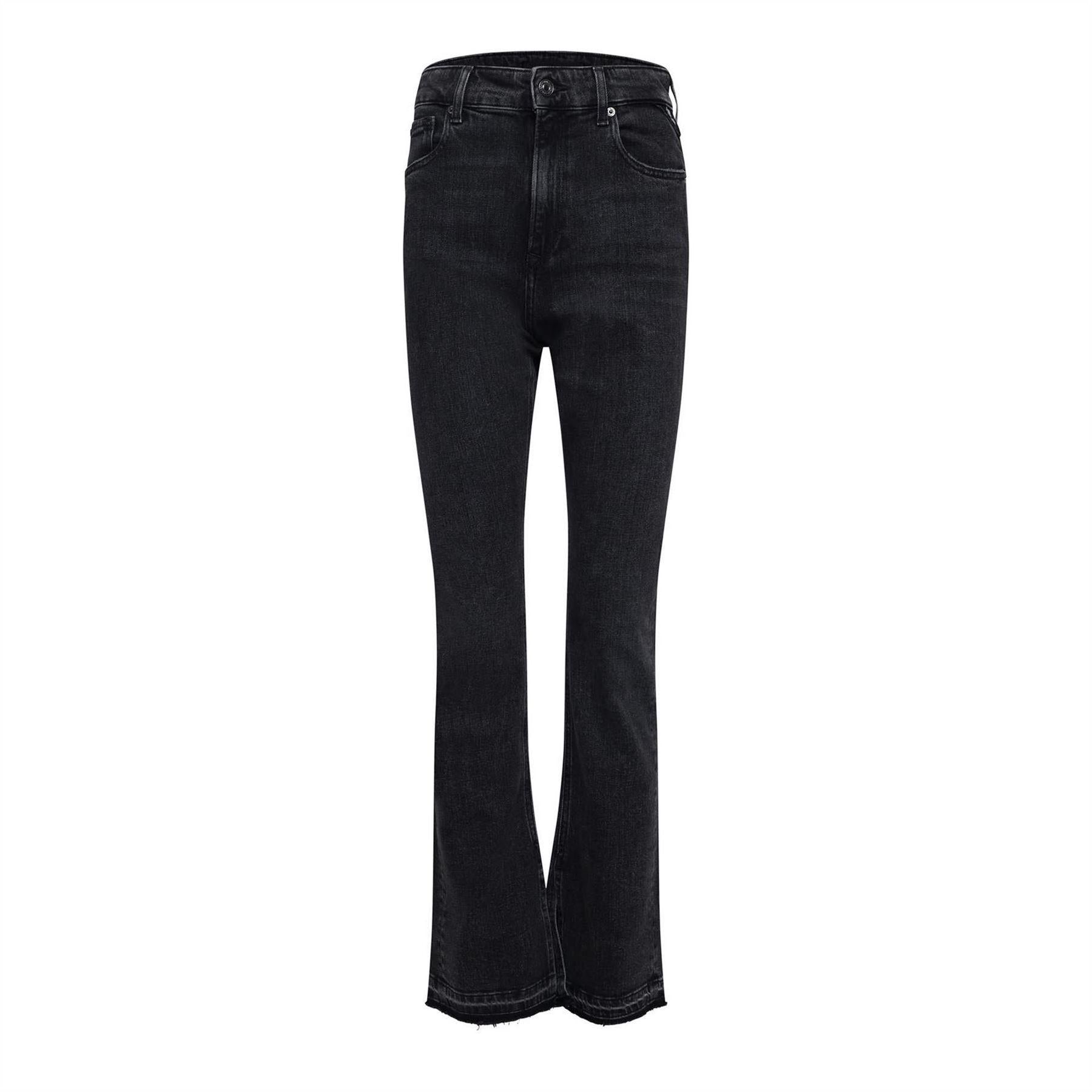 Grey - Front - Replay Womens-Ladies Cotton Fitted Jeans