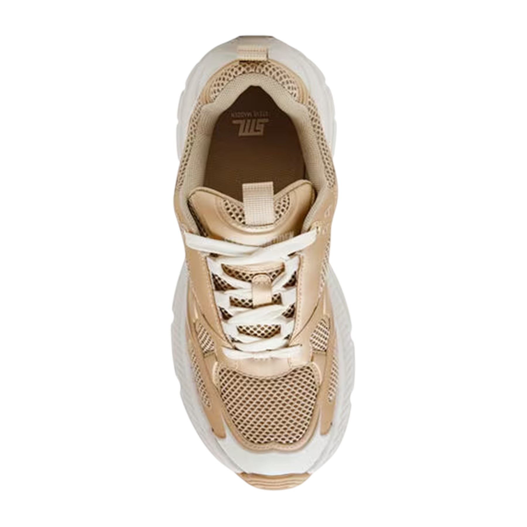 Gold-White - Back - Steve Madden Womens-Ladies Power 1 Lace Up Walking Shoes