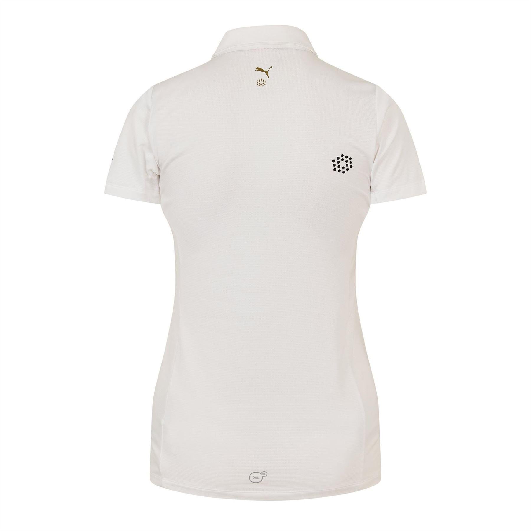White - Back - Puma Womens-Ladies Logo Polyester Polo Shirt