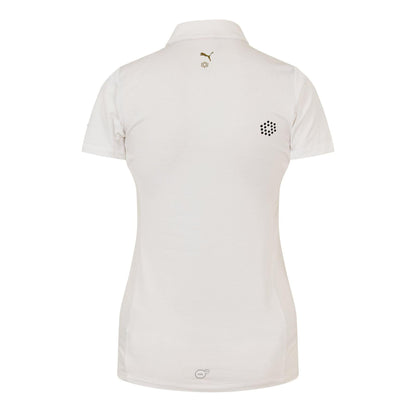 White - Back - Puma Womens-Ladies Logo Polyester Polo Shirt