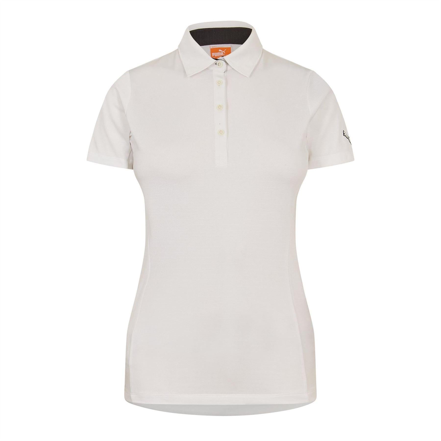 White - Front - Puma Womens-Ladies Logo Polyester Polo Shirt