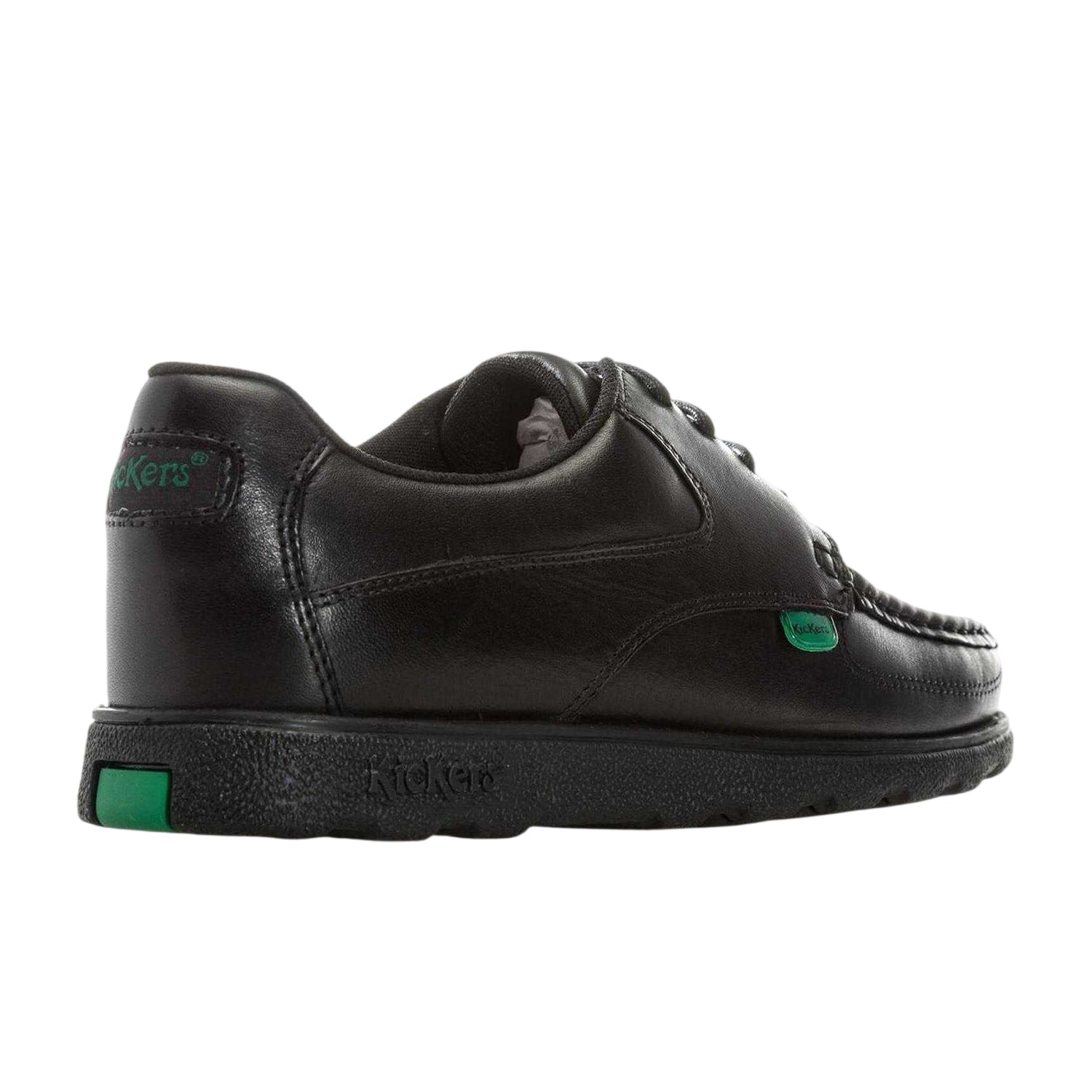 Black - Back - Kickers Boys Fragma Leather Lace Up School Shoes