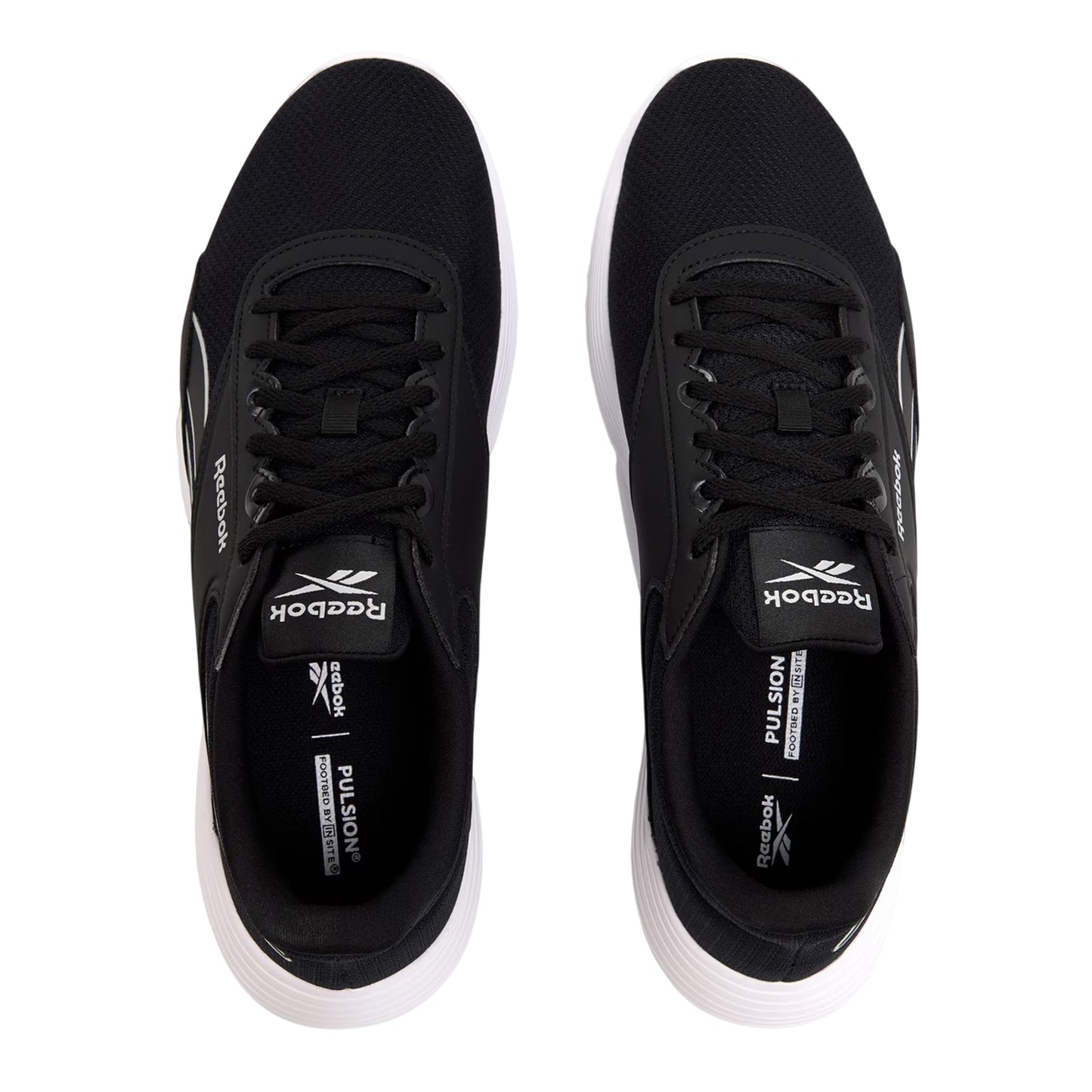 Black-White - Side - Reebok Womens-Ladies Glide Ripple Mesh Flat Trainers