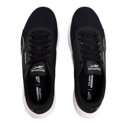 Black-White - Side - Reebok Womens-Ladies Glide Ripple Mesh Flat Trainers