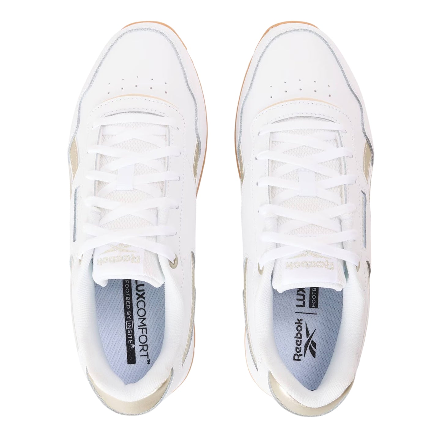 White-Sand - Side - Reebok Womens-Ladies Glide Ripple Mesh Flat Trainers