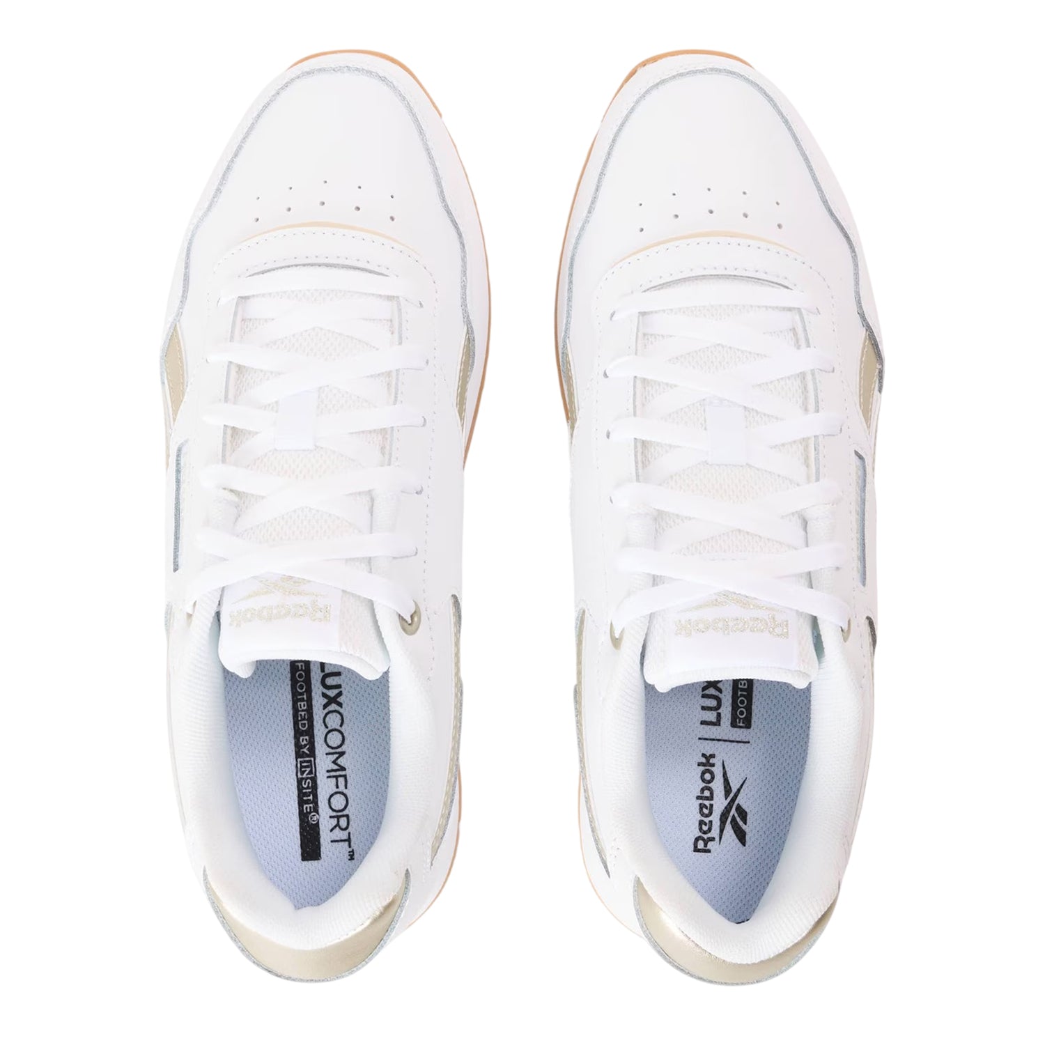 White-Sand - Side - Reebok Womens-Ladies Glide Ripple Mesh Flat Trainers