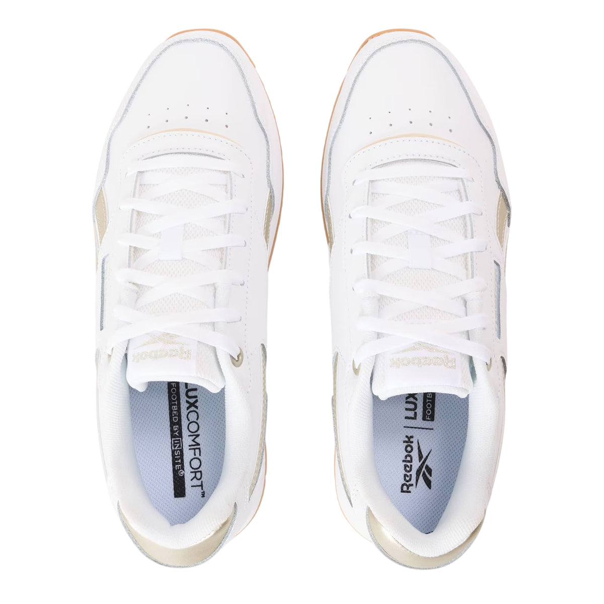 White-Sand - Side - Reebok Womens-Ladies Glide Ripple Mesh Flat Trainers