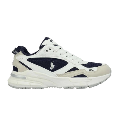 White-Navy - Side - Ralph Lauren Childrens-Kids Trackster 275 Lace Up Trainers