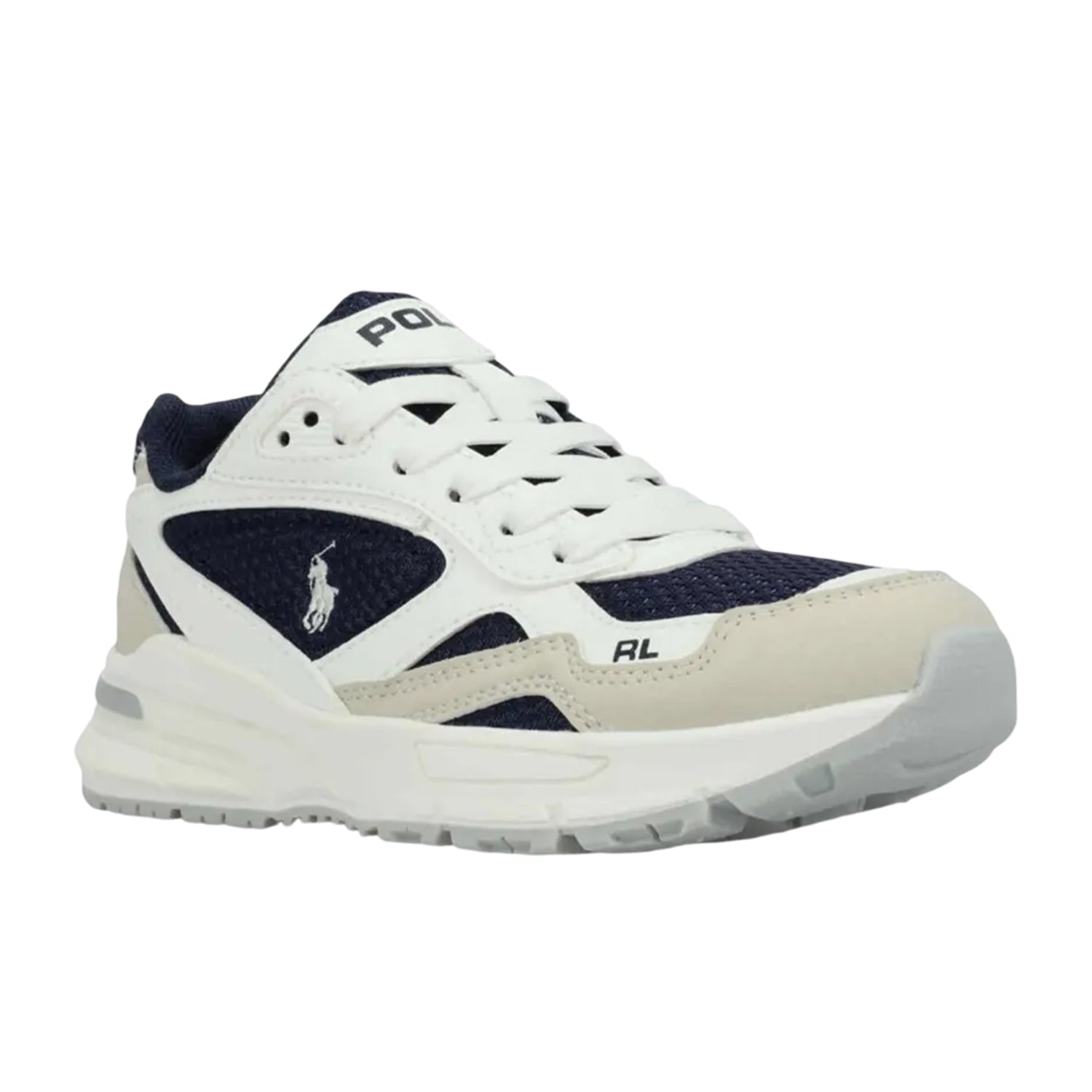 White-Navy - Front - Ralph Lauren Childrens-Kids Trackster 275 Lace Up Trainers