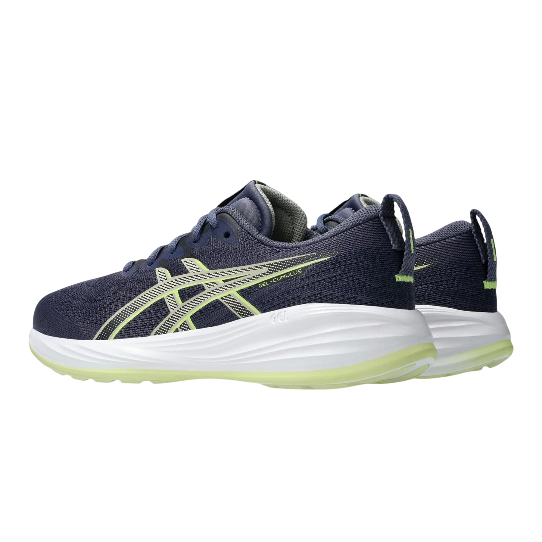 Indigo Fog-Total Fog - Back - Asics Childrens-Kids Cumulus 27 Gel Trainers