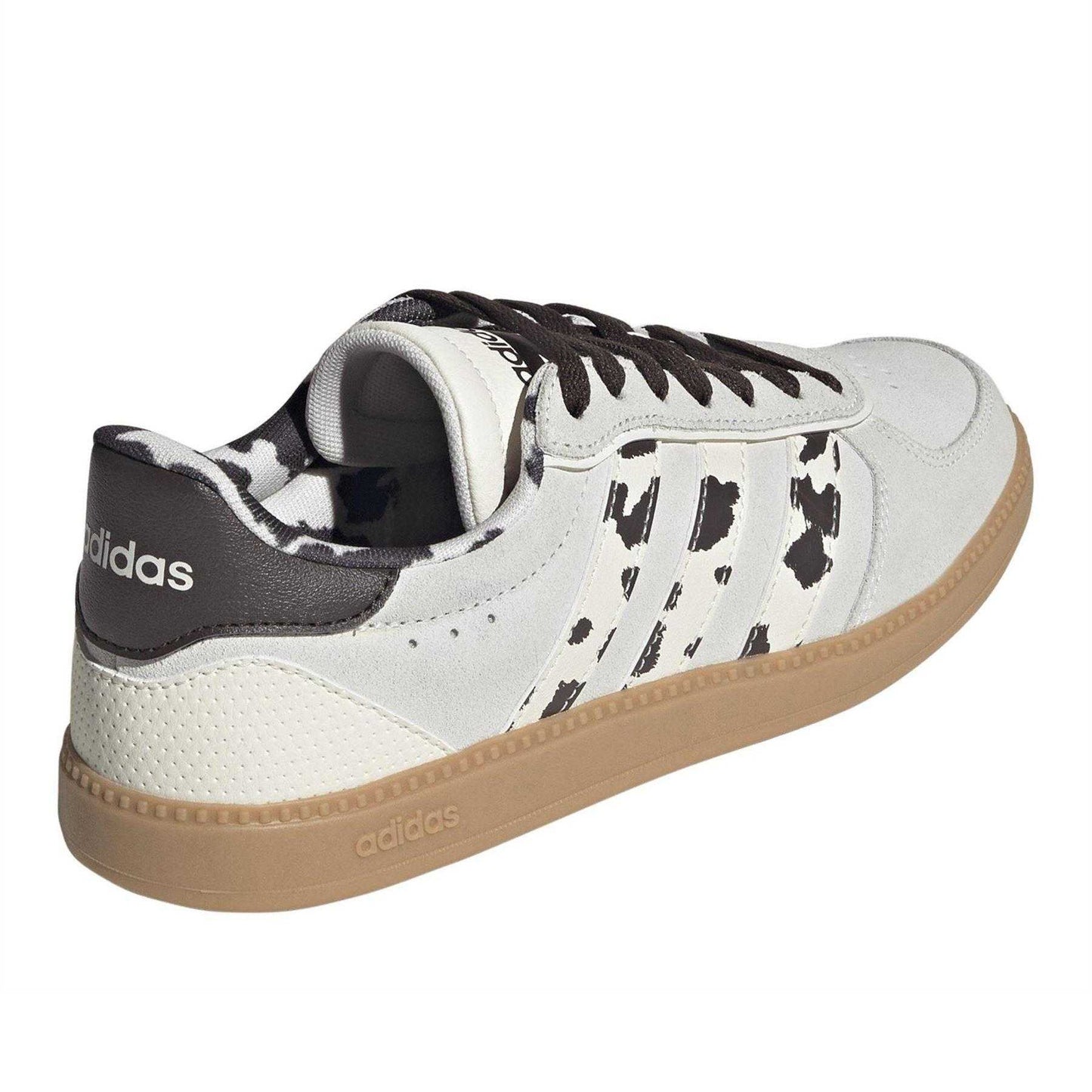 Off White - Back - Adidas Womens-Ladies Sleek Cow Print Leather Trainers