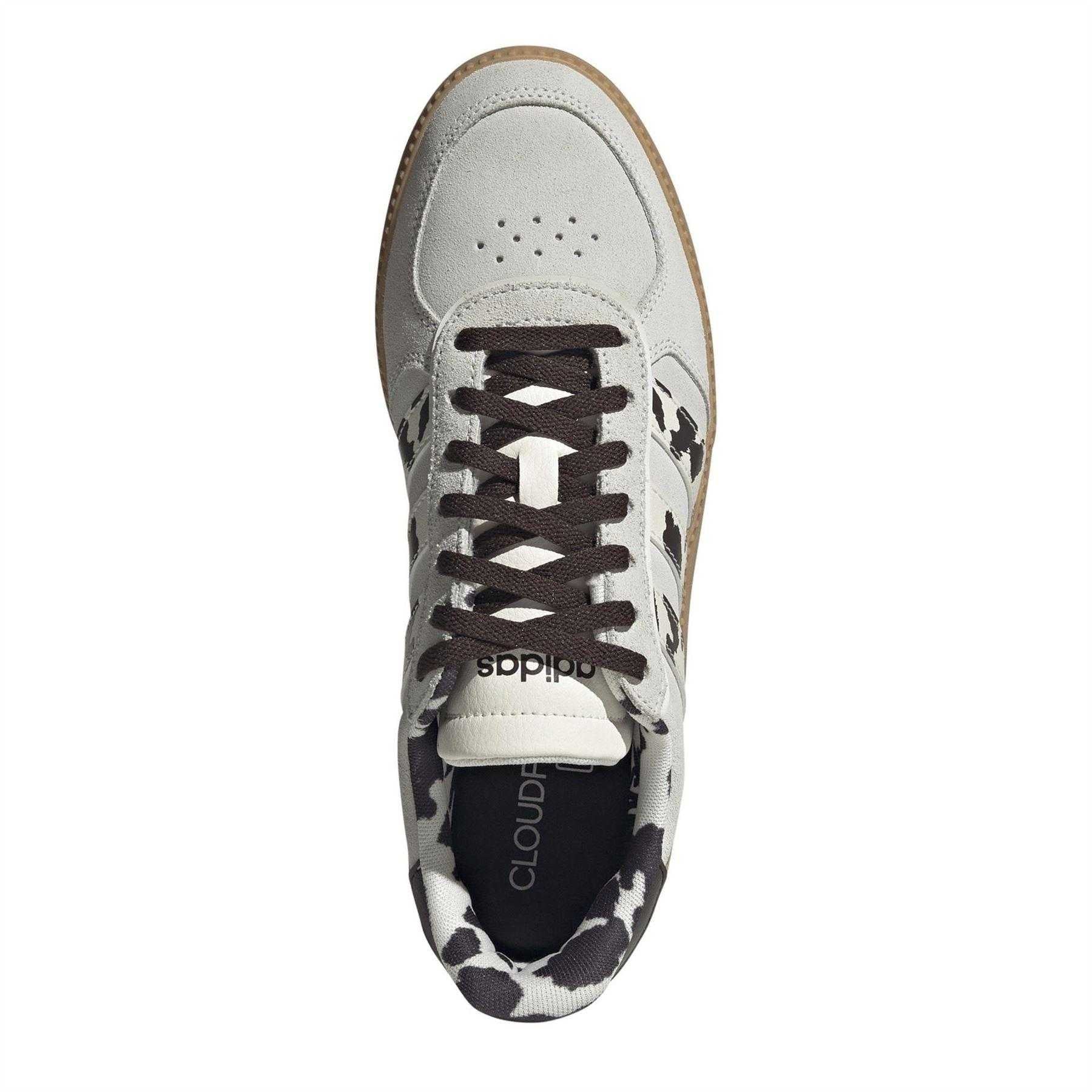 Off White - Pack Shot - Adidas Womens-Ladies Sleek Cow Print Leather Trainers