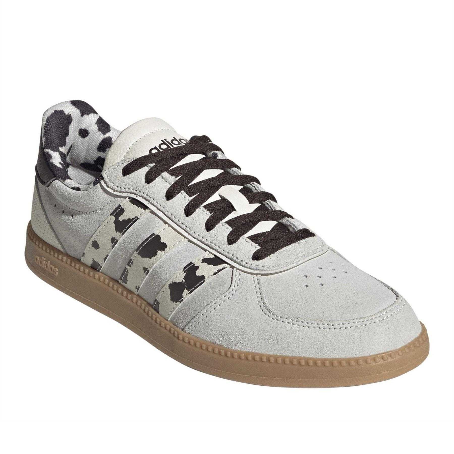 Off White - Front - Adidas Womens-Ladies Sleek Cow Print Leather Trainers
