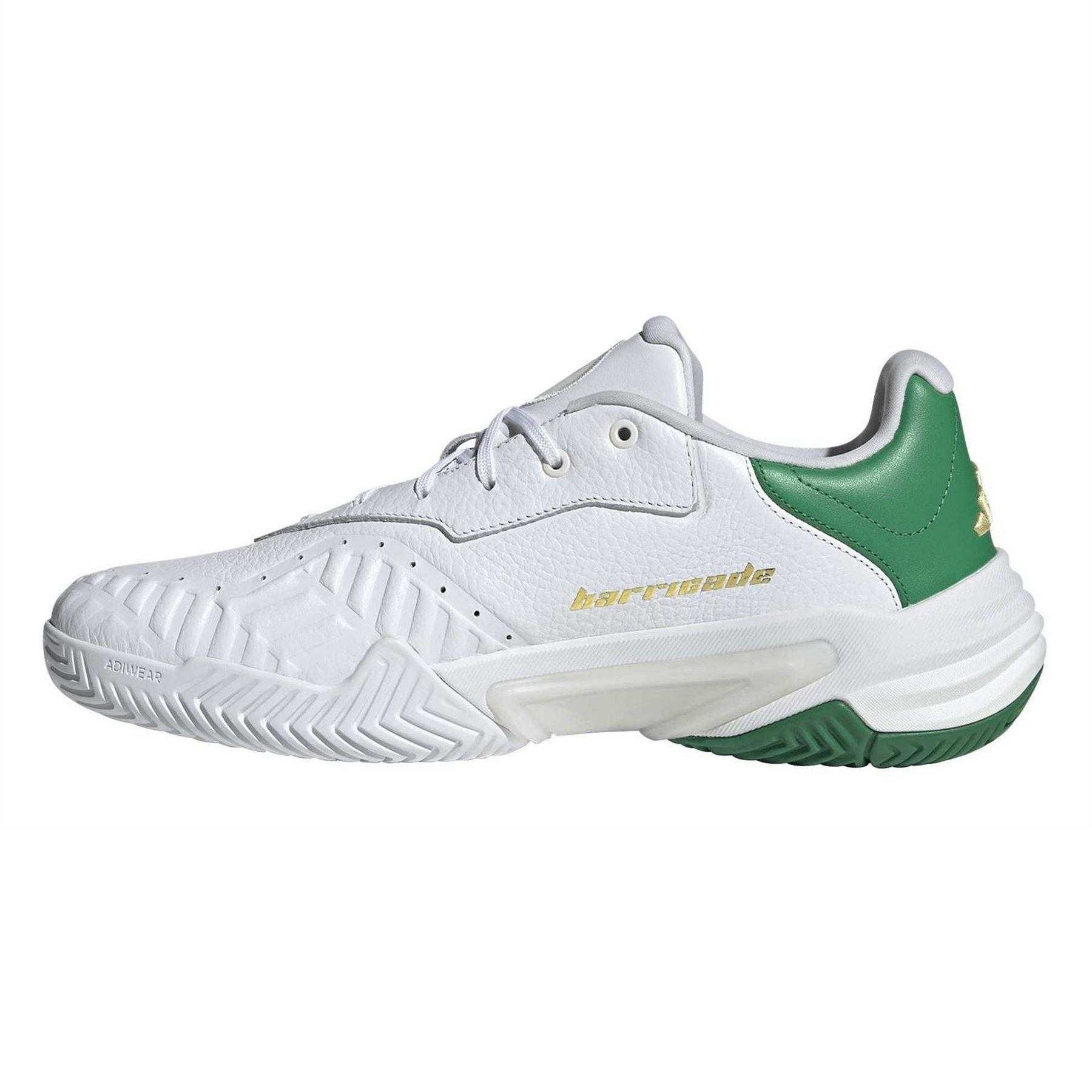 Gold-White-Green - Side - Adidas Mens Barricade 13 Lace Up Trainers