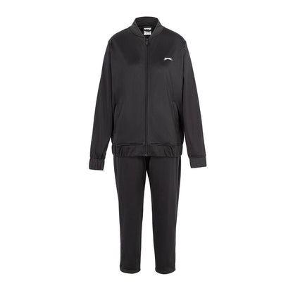Black - Front - Slazenger Womens-Ladies Embroidered Logo Athletic Tracksuit Set