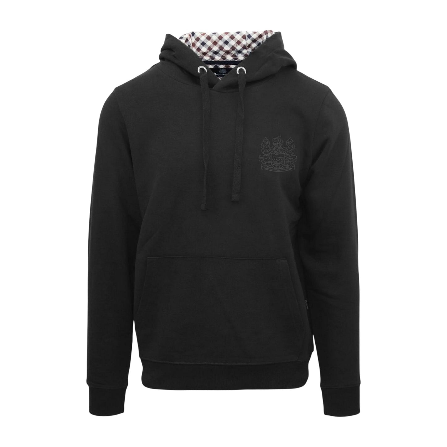 Black - Front - Aquascutum Mens Logo Hoodie