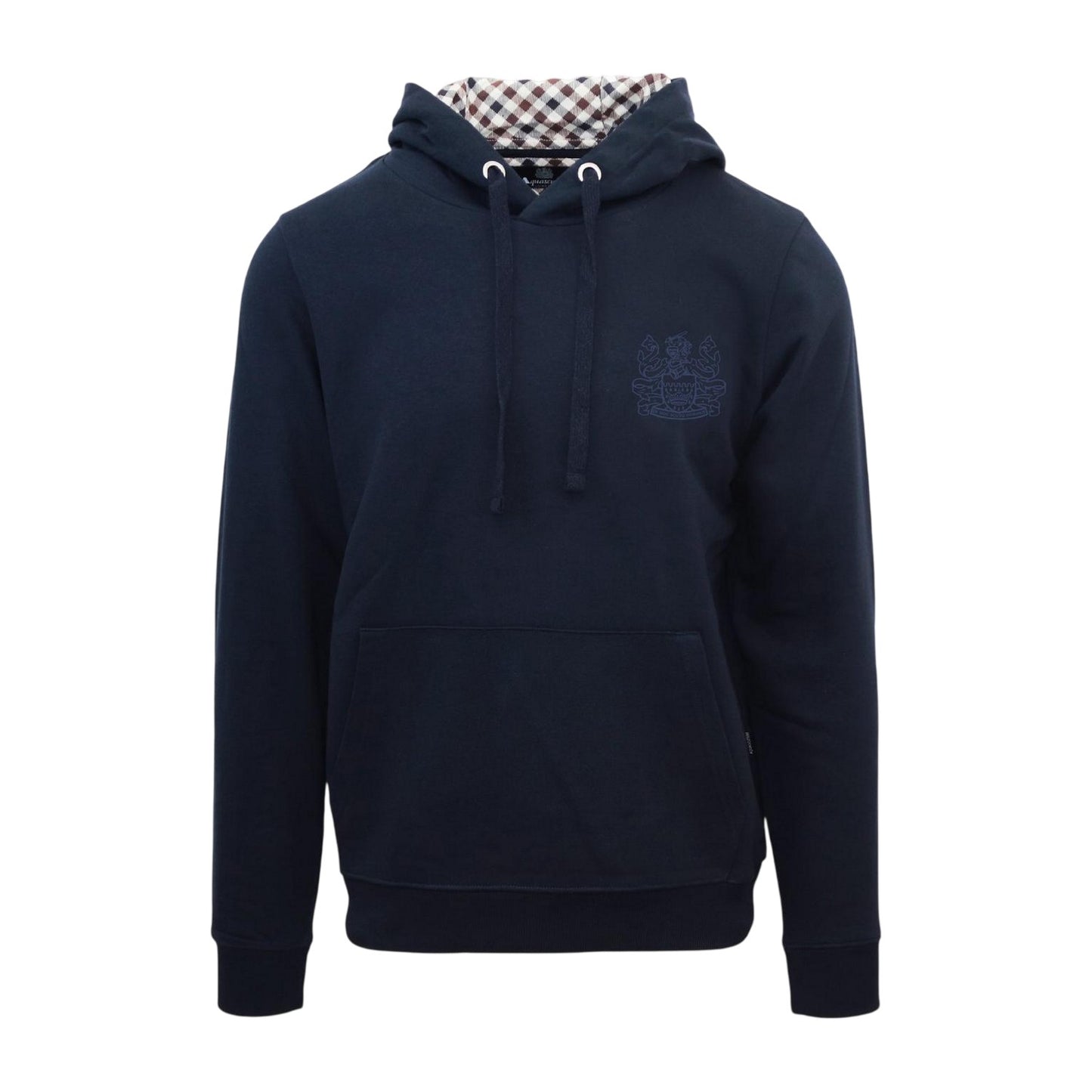 Navy - Front - Aquascutum Mens Logo Hoodie