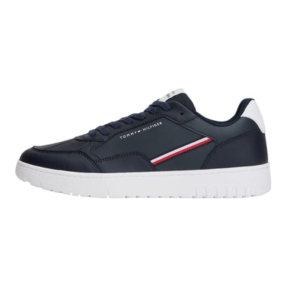 Desert Sky - Back - Tommy Hilfiger Mens Basket Stripe Leather Lace Up Trainers