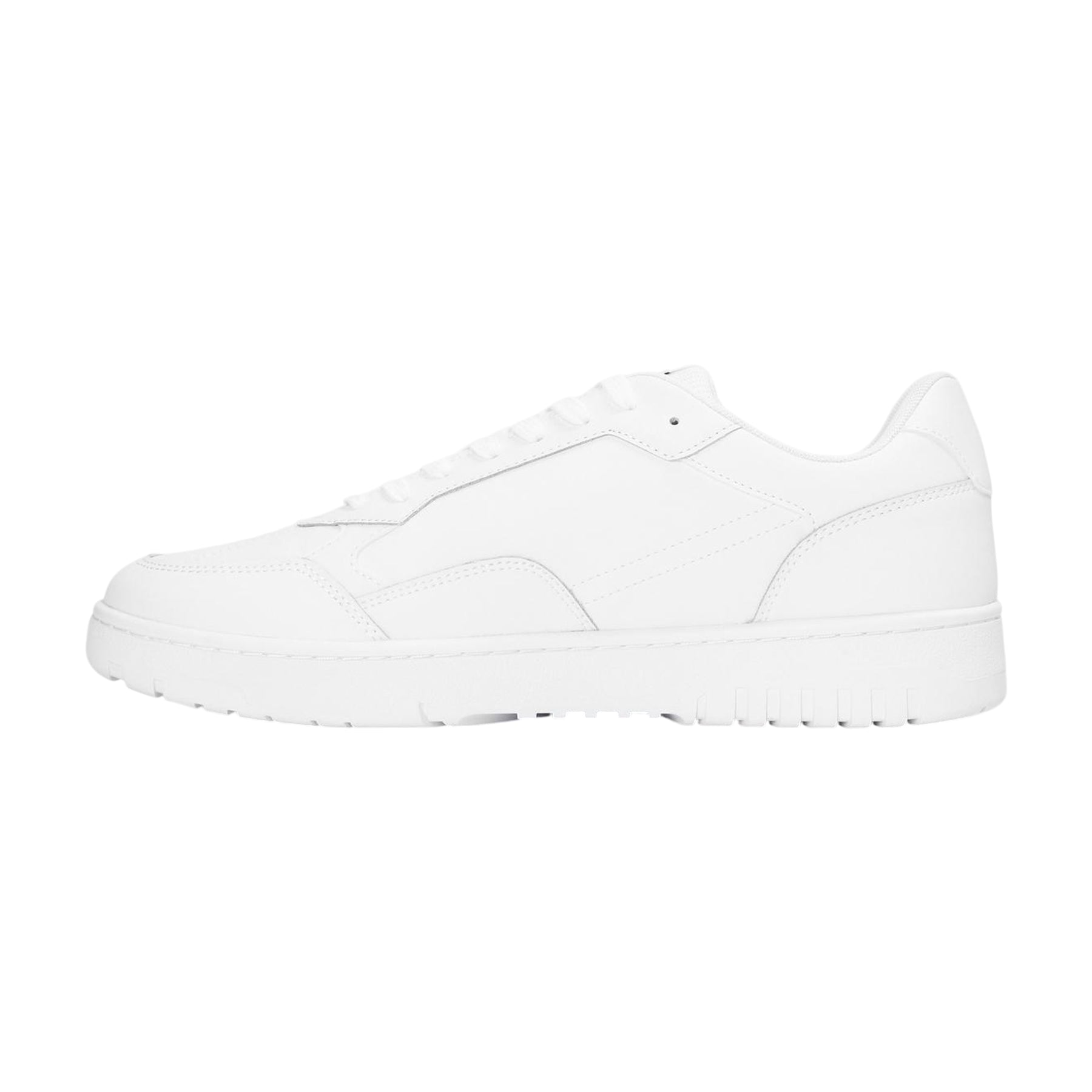 White - Back - Tommy Hilfiger Mens Basket Stripe Leather Lace Up Trainers