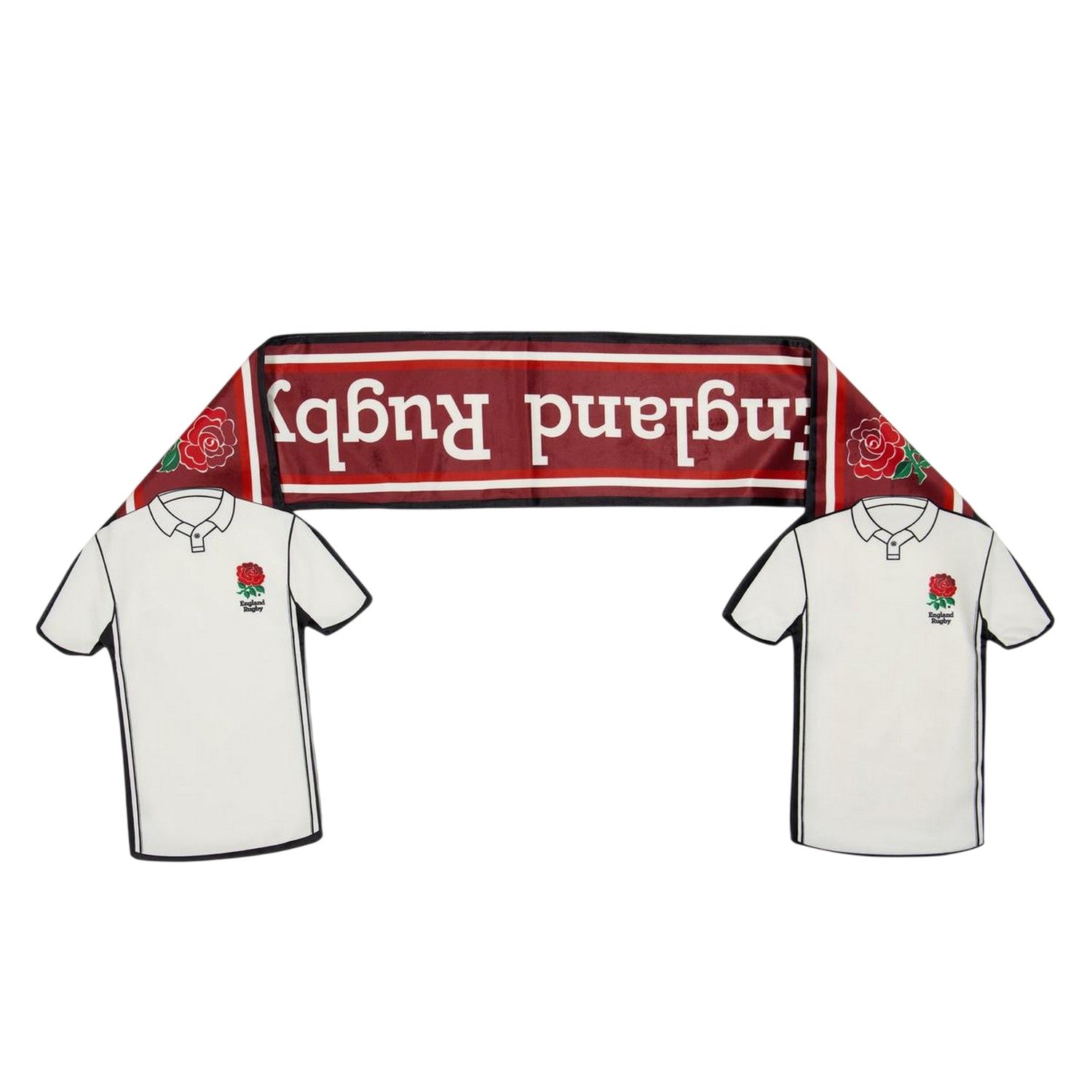 White-Red - Back - England Rugby Lettering Logo Scarf