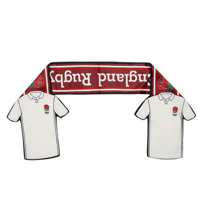 White-Red - Back - England Rugby Lettering Logo Scarf