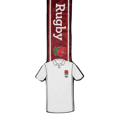 White-Red - Side - England Rugby Lettering Logo Scarf