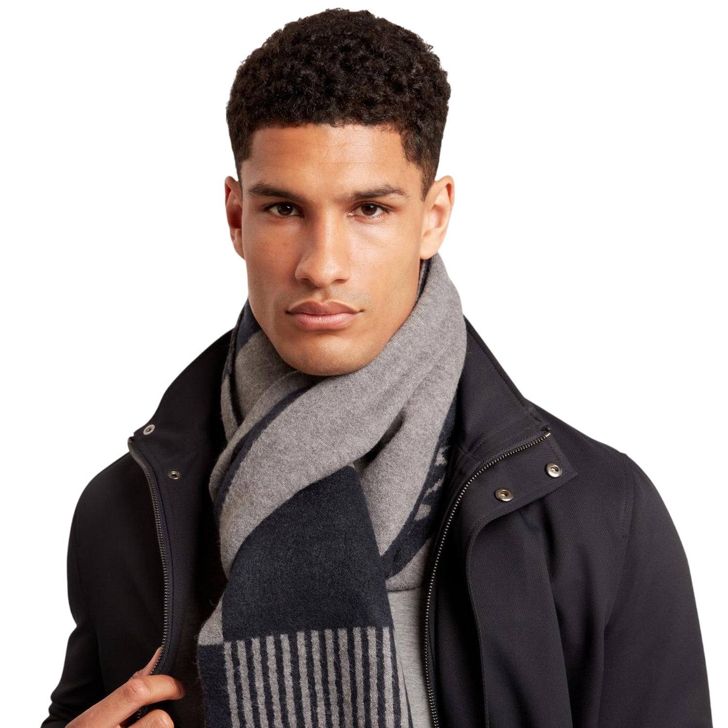 Grey - Back - Ted Baker Lettering Knitted Reversible Scarf