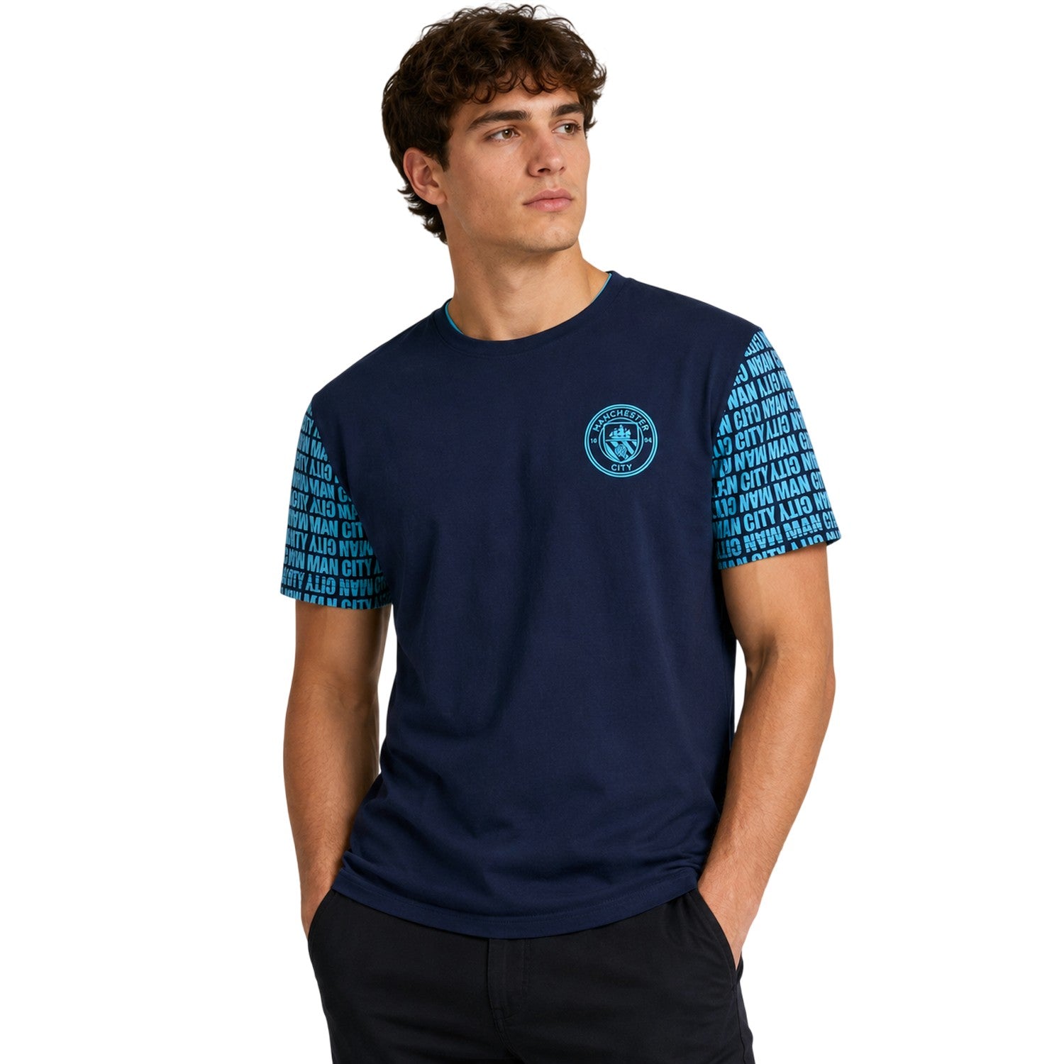 Blue - Side - Source Lab Mens Manchester City FC T-Shirt