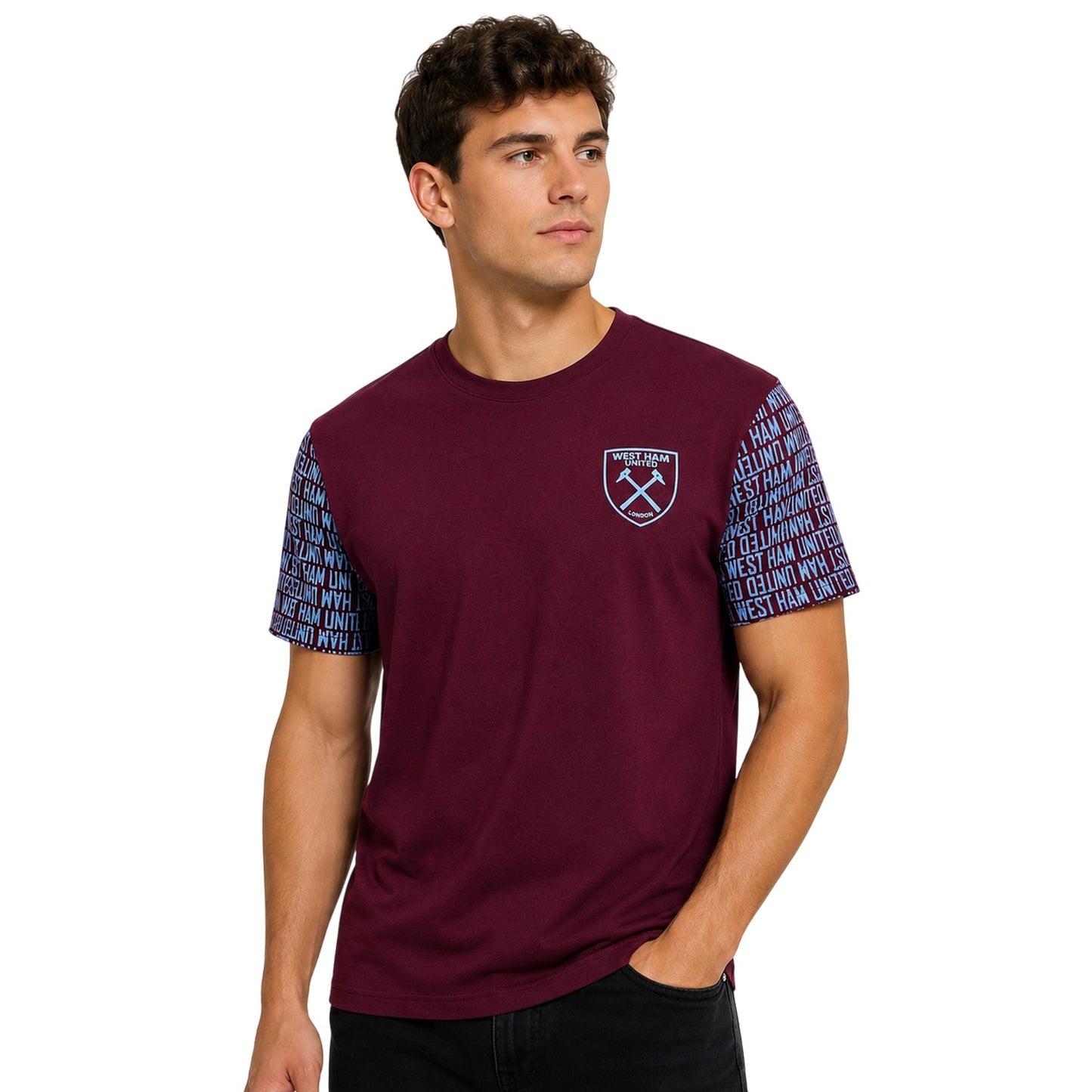 Claret-Blue - Side - Source Lab Mens West Ham United FC T-Shirt