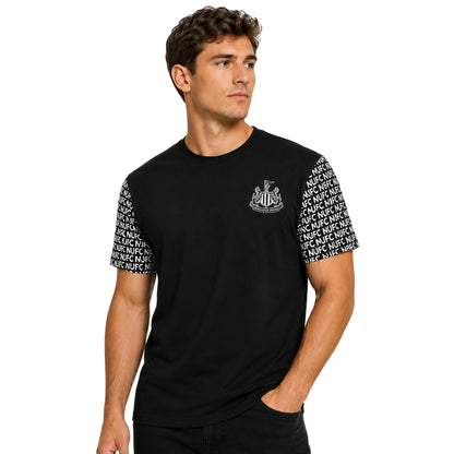 Black - Side - Source Lab Mens Newcastle United FC T-Shirt