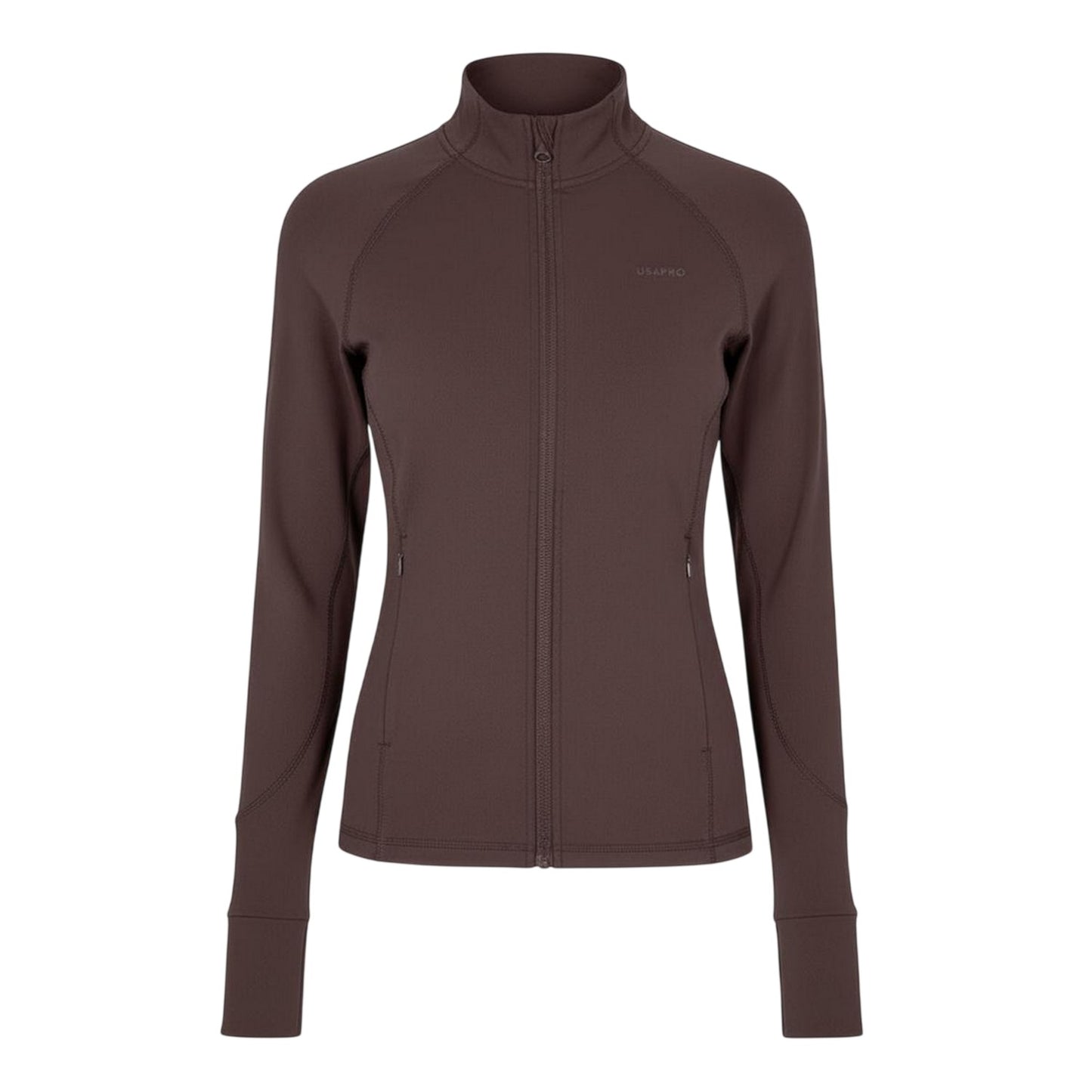 Espresso - Front - USA Pro Womens-Ladies Core Fitness Track Top