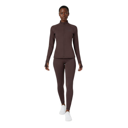 Espresso - Side - USA Pro Womens-Ladies Core Fitness Track Top
