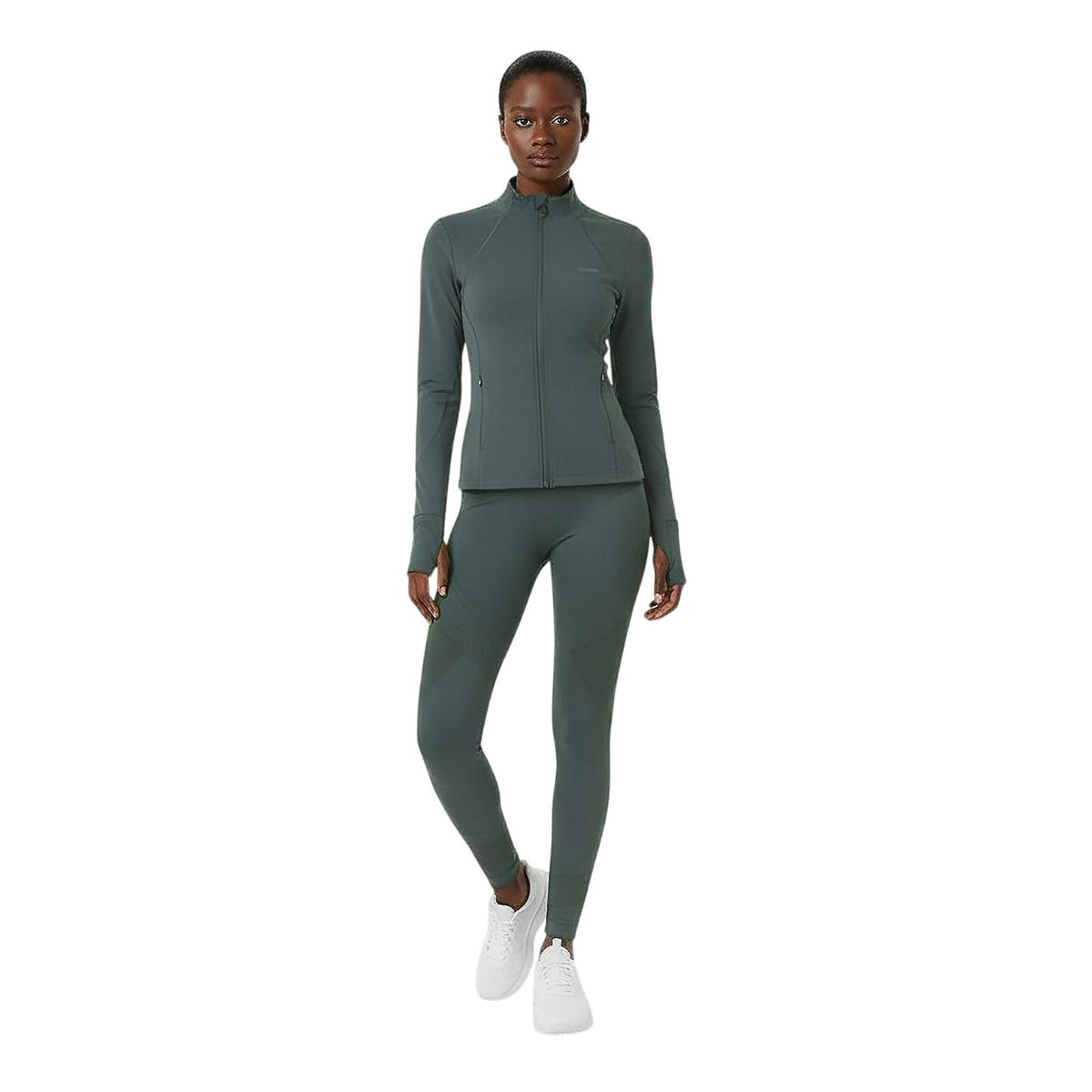 Khaki Green - Side - USA Pro Womens-Ladies Core Fitness Track Top