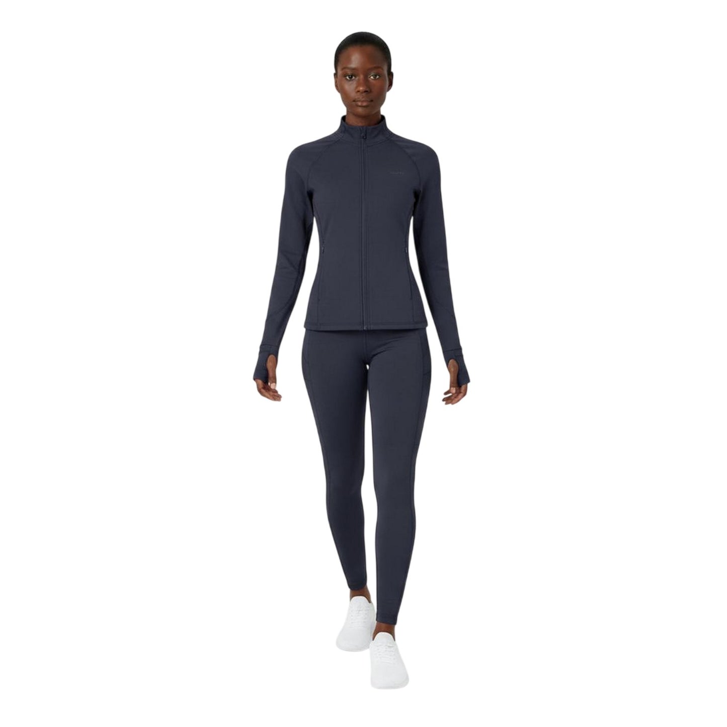 Navy - Side - USA Pro Womens-Ladies Core Fitness Track Top