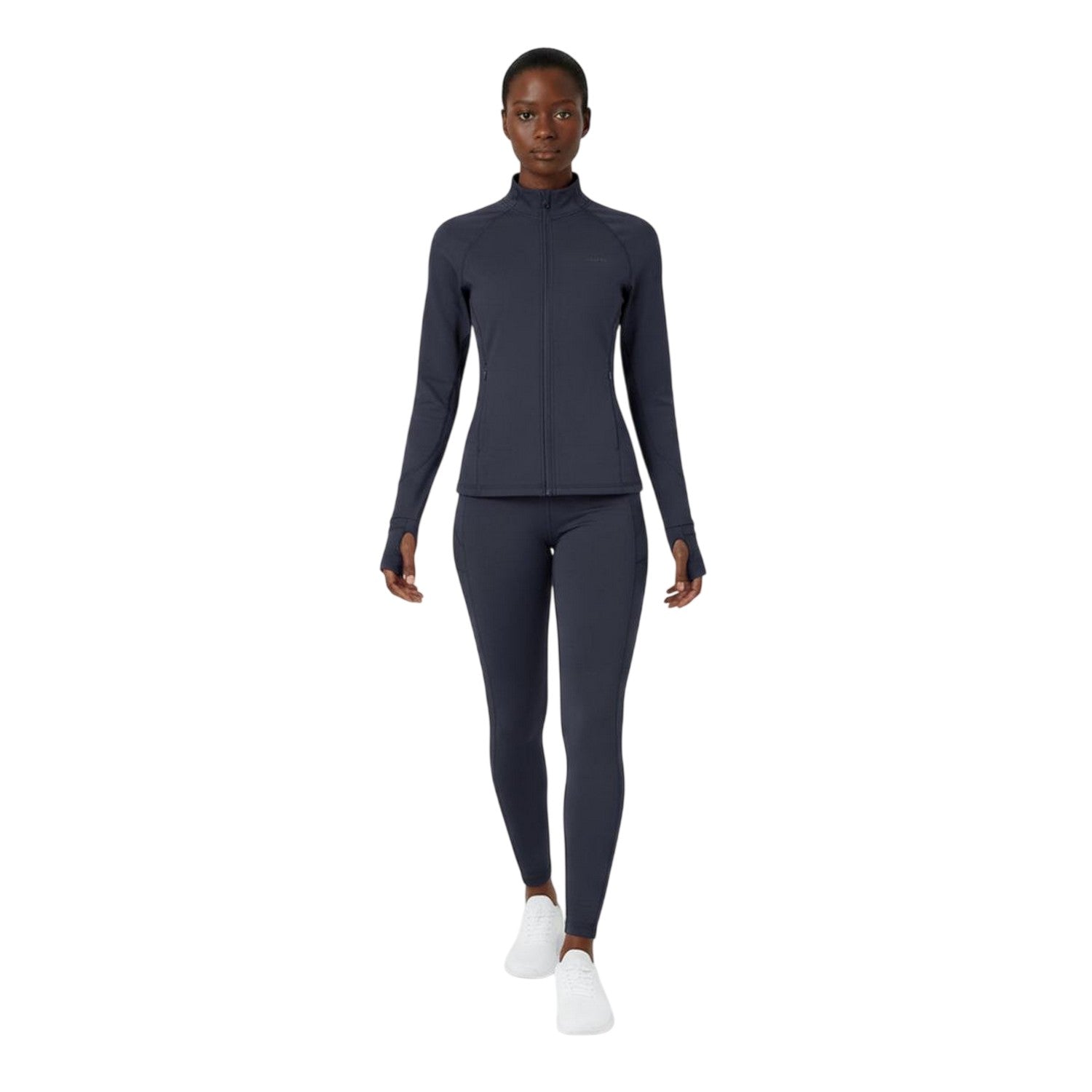 Navy - Side - USA Pro Womens-Ladies Core Fitness Track Top