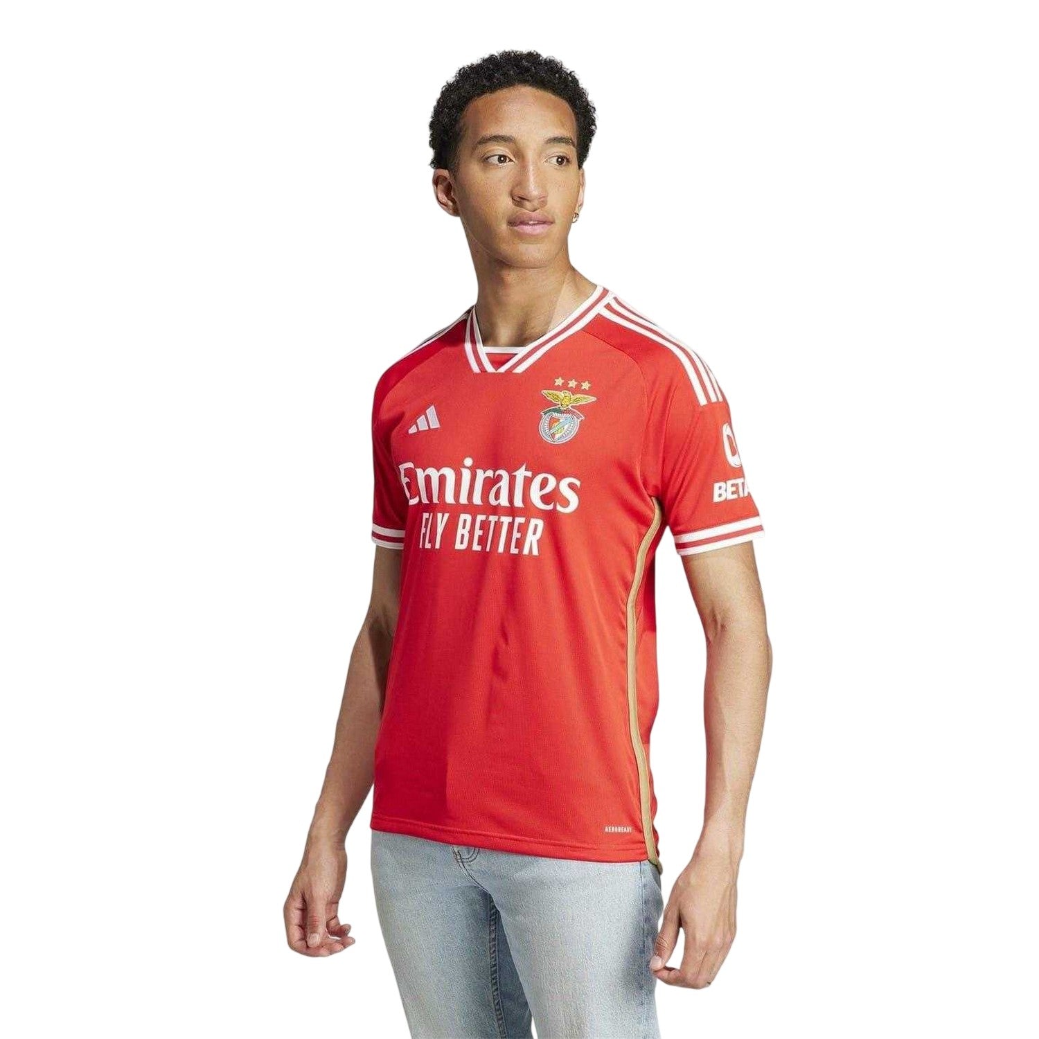 Red - Side - Adidas Mens 23-24 SL Benfica Home Jersey