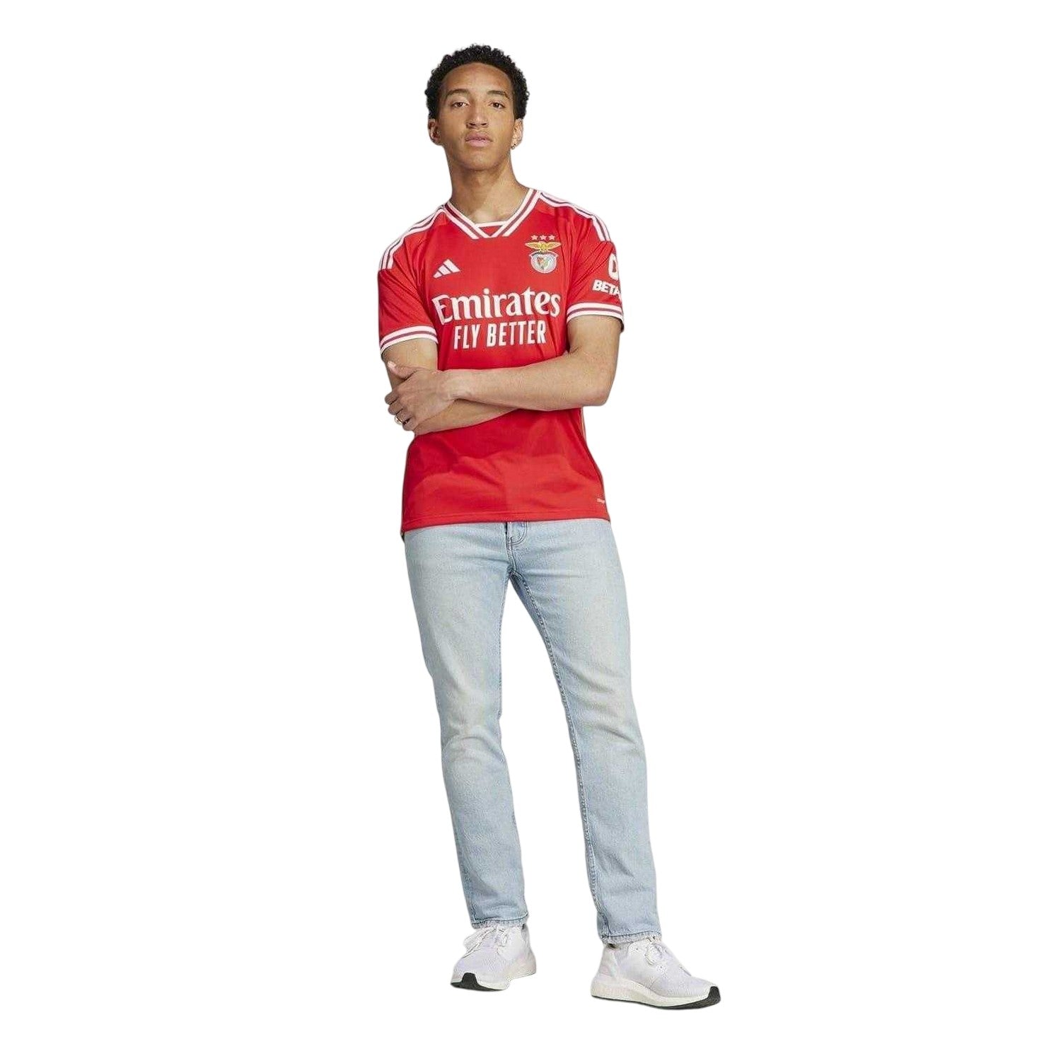 Red - Lifestyle - Adidas Mens 23-24 SL Benfica Home Jersey