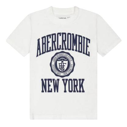 White - Front - Abercrombie & Fitch Childrens-Kids Lettering T-Shirt