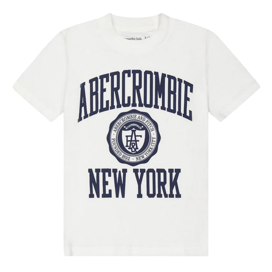 White - Front - Abercrombie & Fitch Childrens-Kids Lettering T-Shirt